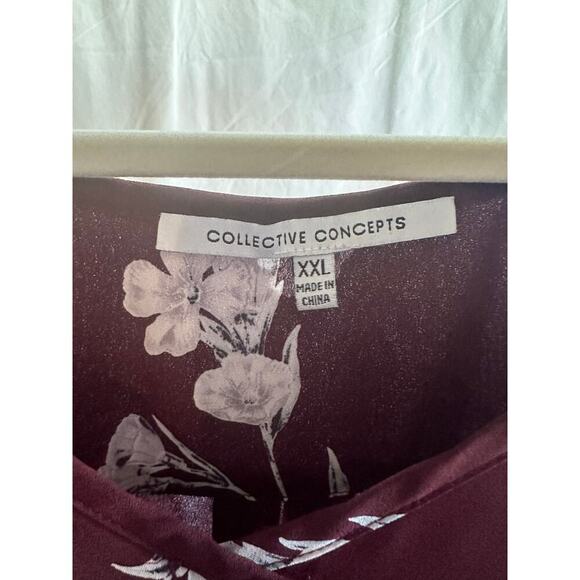Collective Concepts Maroon Floral Blouse – Size XXL - Picture 3 of 4